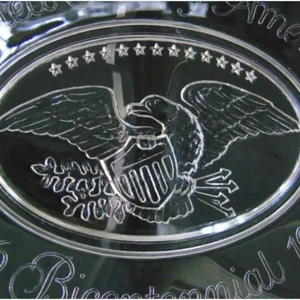 USA Bicentennial Plate 1776-1976 Clear Glass Vintage Commemorative Patriotic
